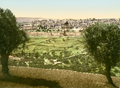 Vista general de Jerusalén desde el este, c.1880-1900 de Swiss Photographer